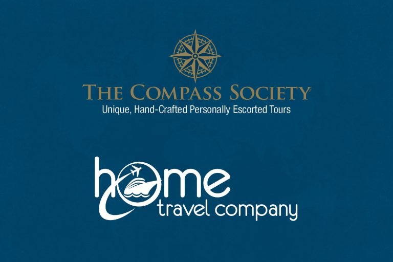 The Compass Society logo and Home Travel Company logo