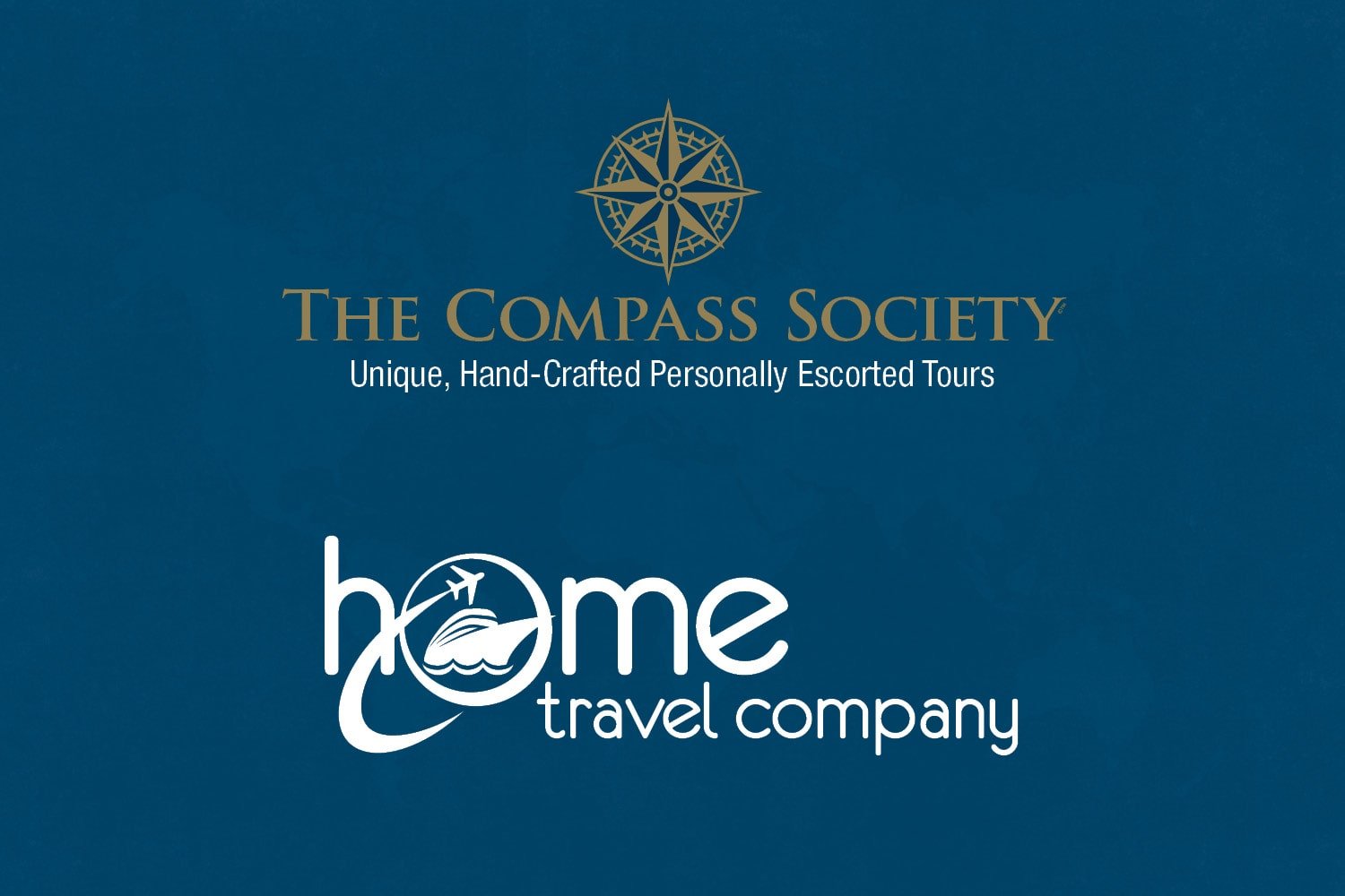 The Compass Society logo and Home Travel Company logo